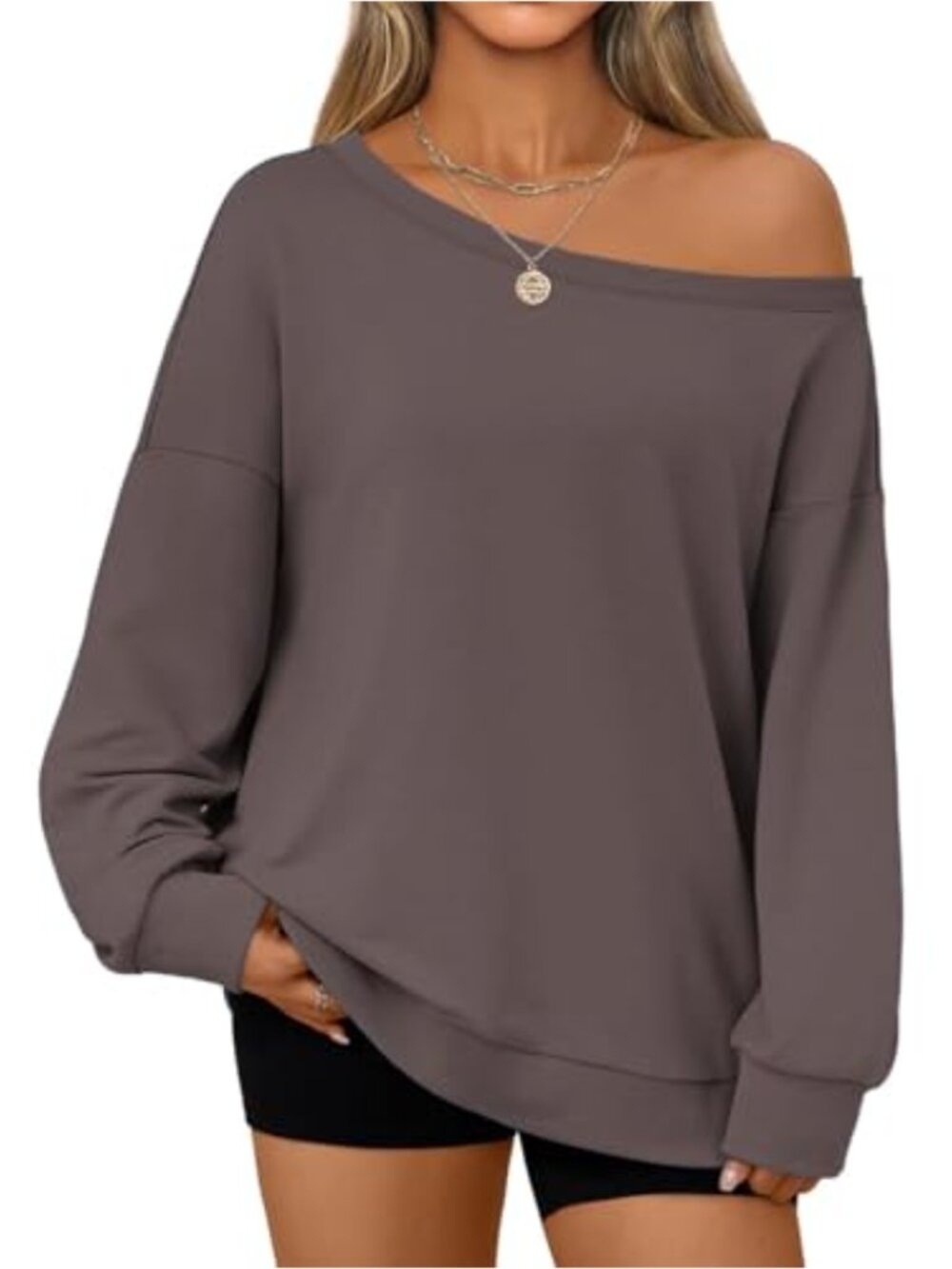 Off Shoulder Oversized Sweatshirt Long Sleeve Pullover Women's Fall Fashion